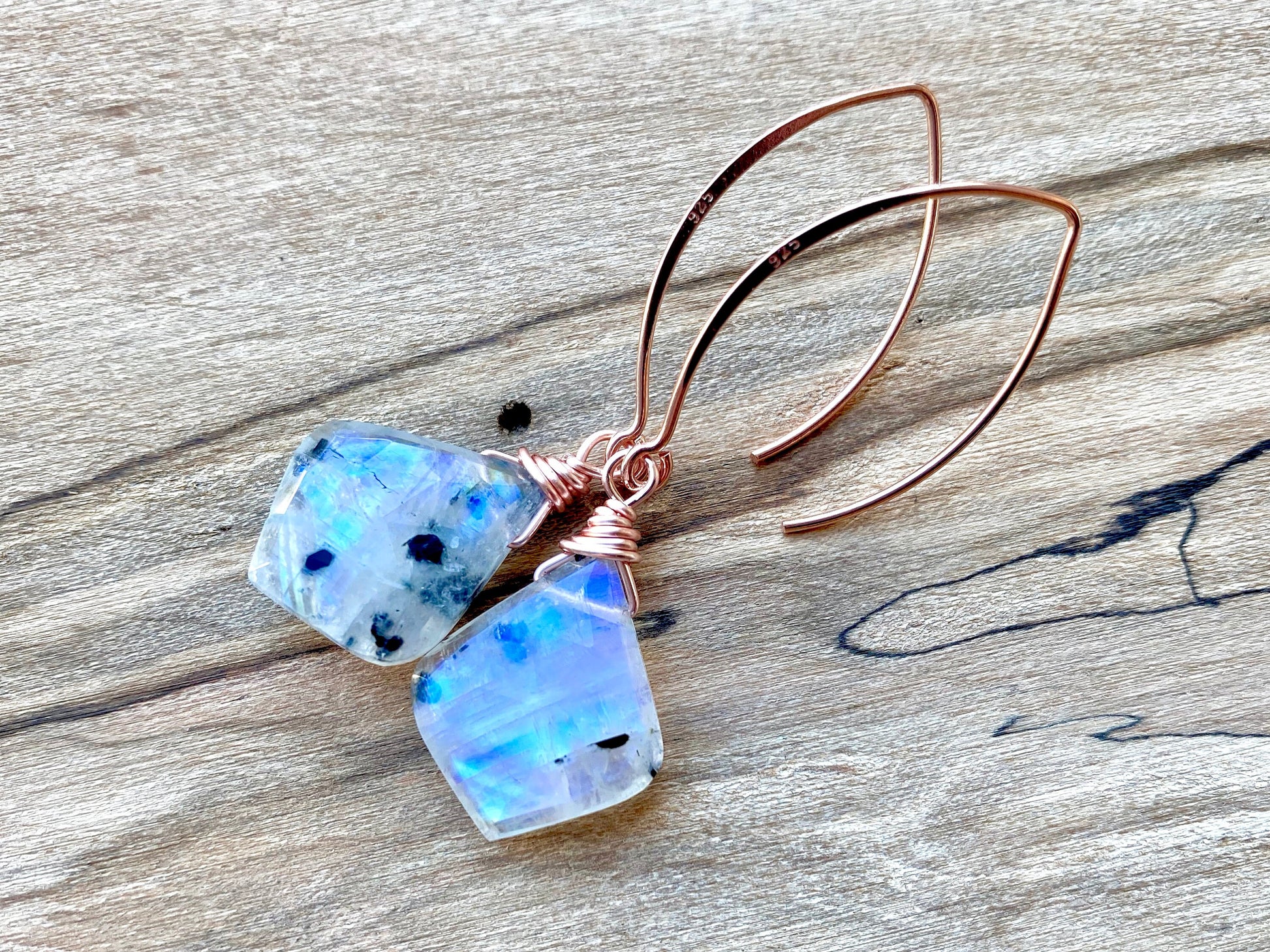 Rainbow moonstone earrings Raw moonstone jewelry gifts for women Real moonstone teardrop earrings Raw stone earrings Peruvian Opal earrings