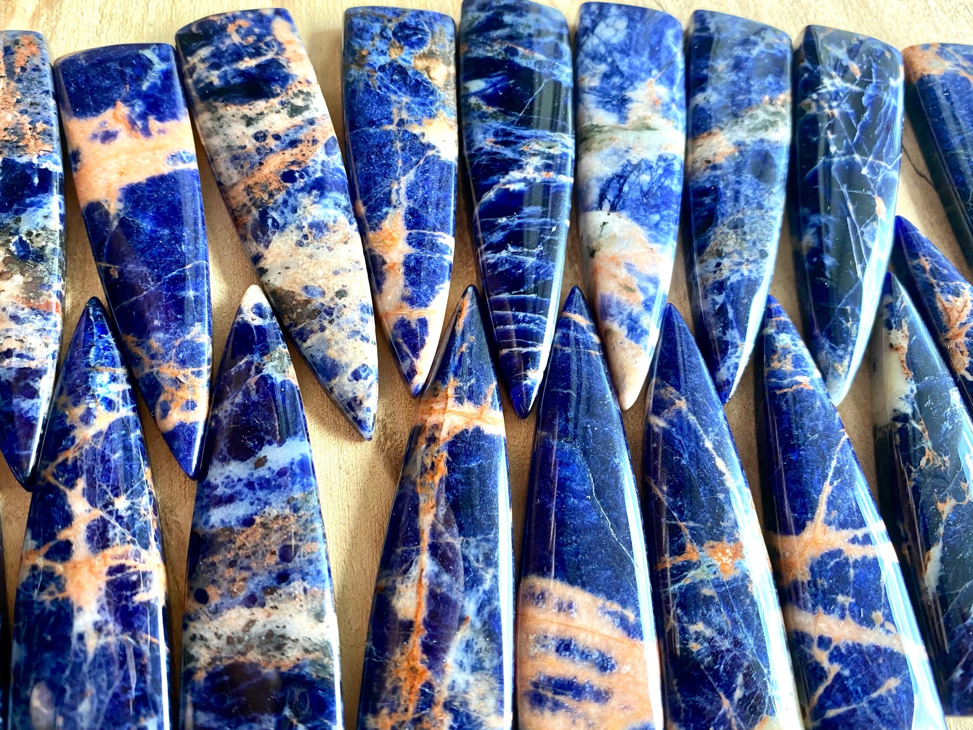 Blue Sodalite necklace Raw sodalite pendant Orange sodalite jewelry Healing crystal necklace Large crystal point Natural sodalite wand