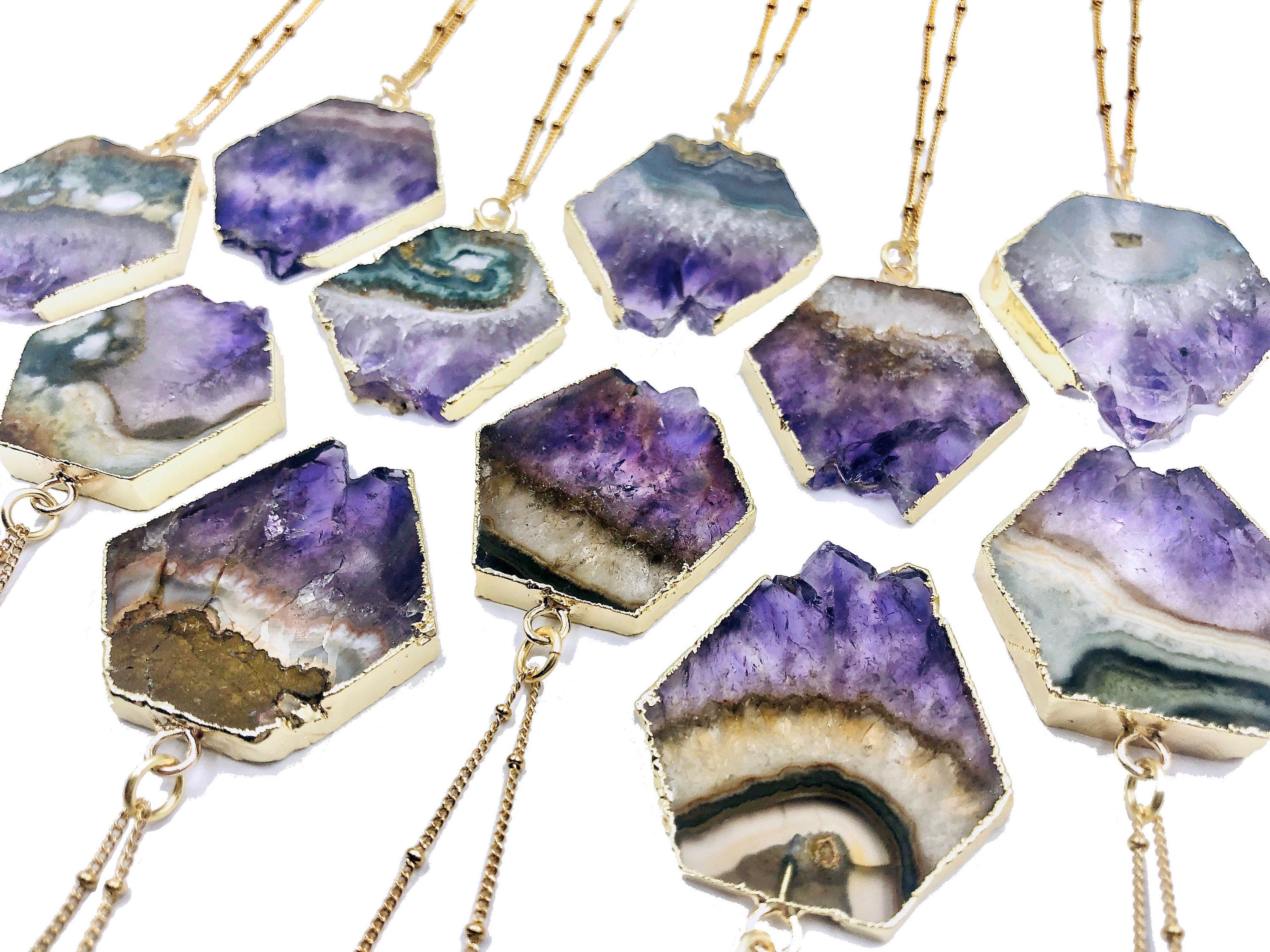 Raw Amethyst necklace Purple druzy necklace Amethyst slice necklace Real amethyst healing crystal necklace gold Amethyst jewelry for women