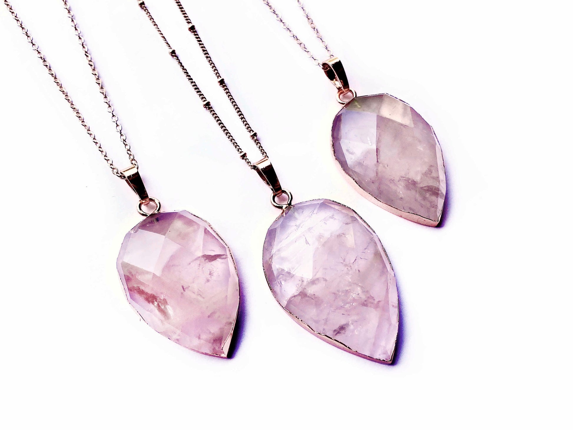 Large rose quartz pendant Anniversary gift for wife girlfriend Raw rose quartz necklace Pink gemstone necklace Genuine rose quartz jewelry