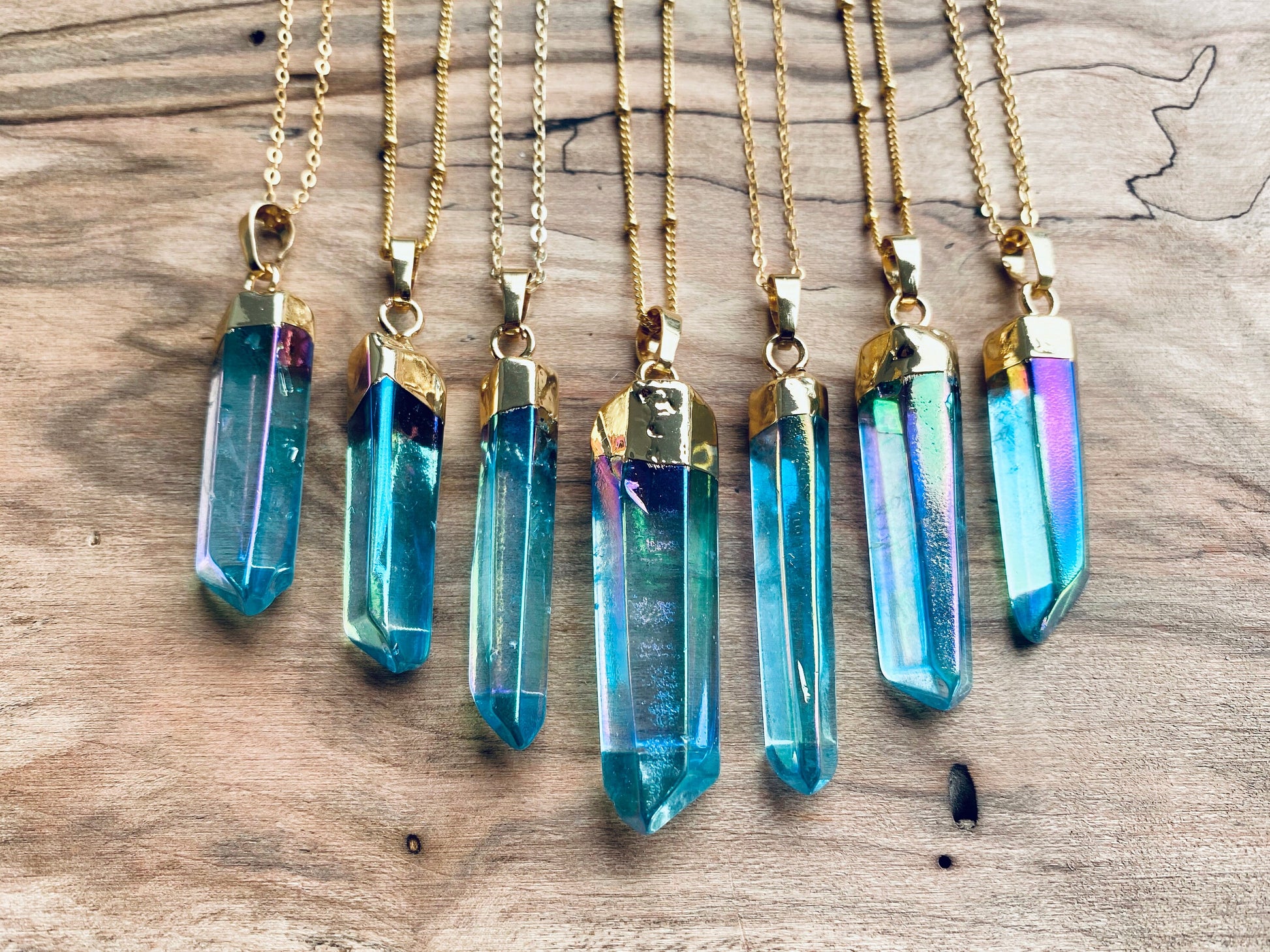 Raw Aqua Aura quartz necklace Aqua aura necklace Blue quartz necklace Quartz point necklace Aqua aura quartz pendant Blue crystal point
