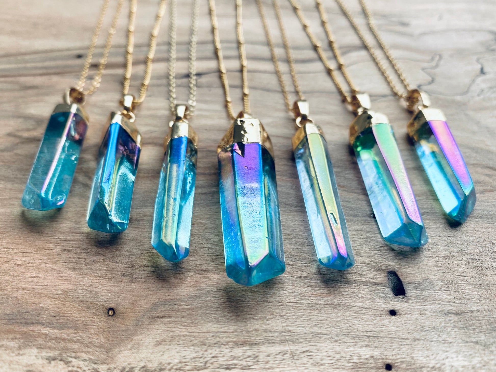 Raw Aqua Aura quartz necklace Aqua aura necklace Blue quartz necklace Quartz point necklace Aqua aura quartz pendant Blue crystal point