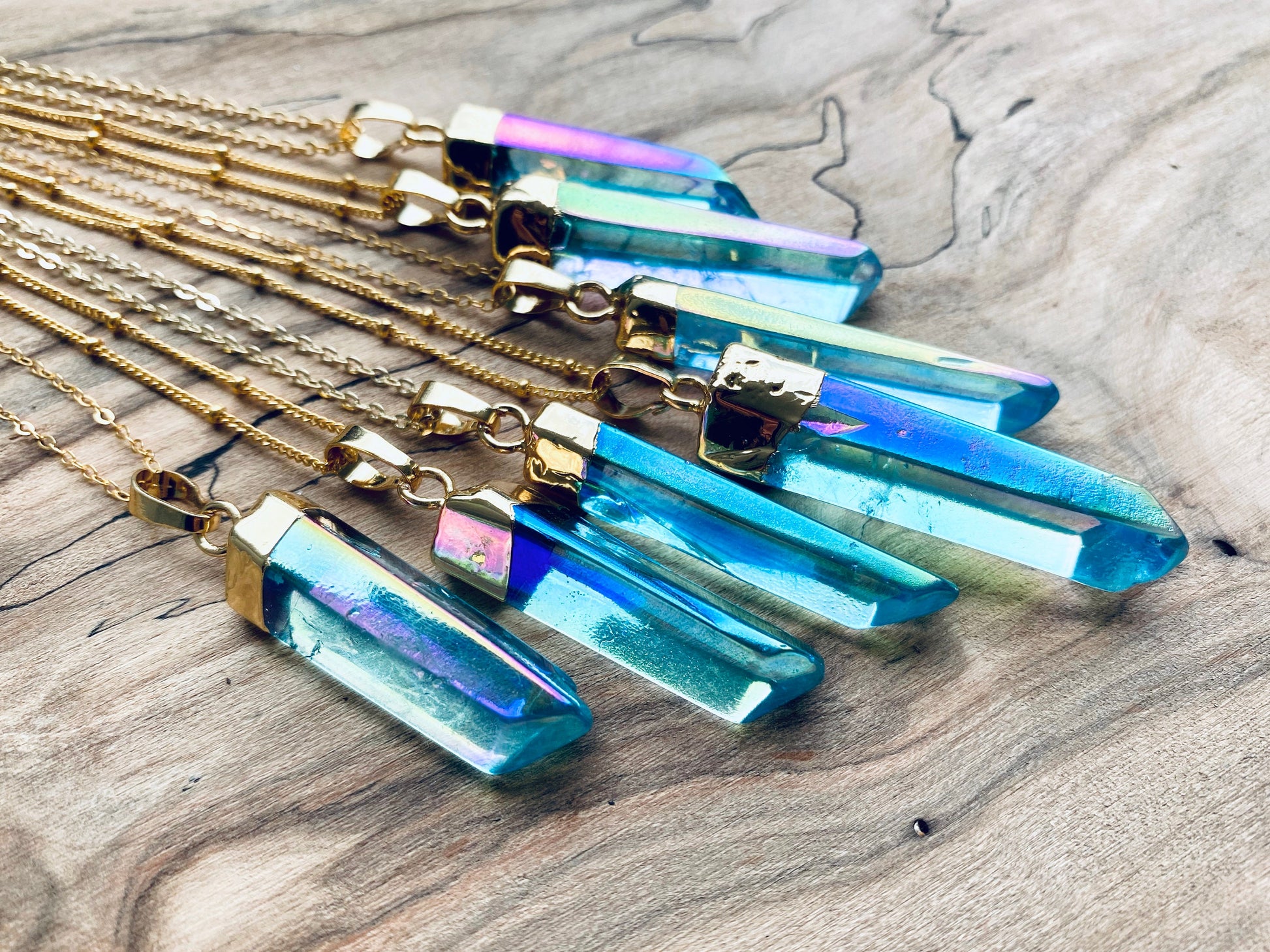 Raw Aqua Aura quartz necklace Aqua aura necklace Blue quartz necklace Quartz point necklace Aqua aura quartz pendant Blue crystal point