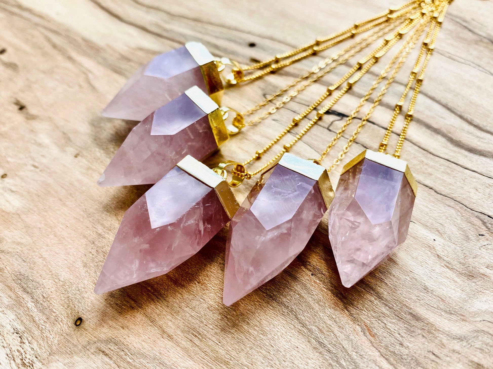 Raw rose quartz point necklace Real rose quartz jewelry Natural rose quartz necklace for women Pink quartz necklace Rose quartz pendulum