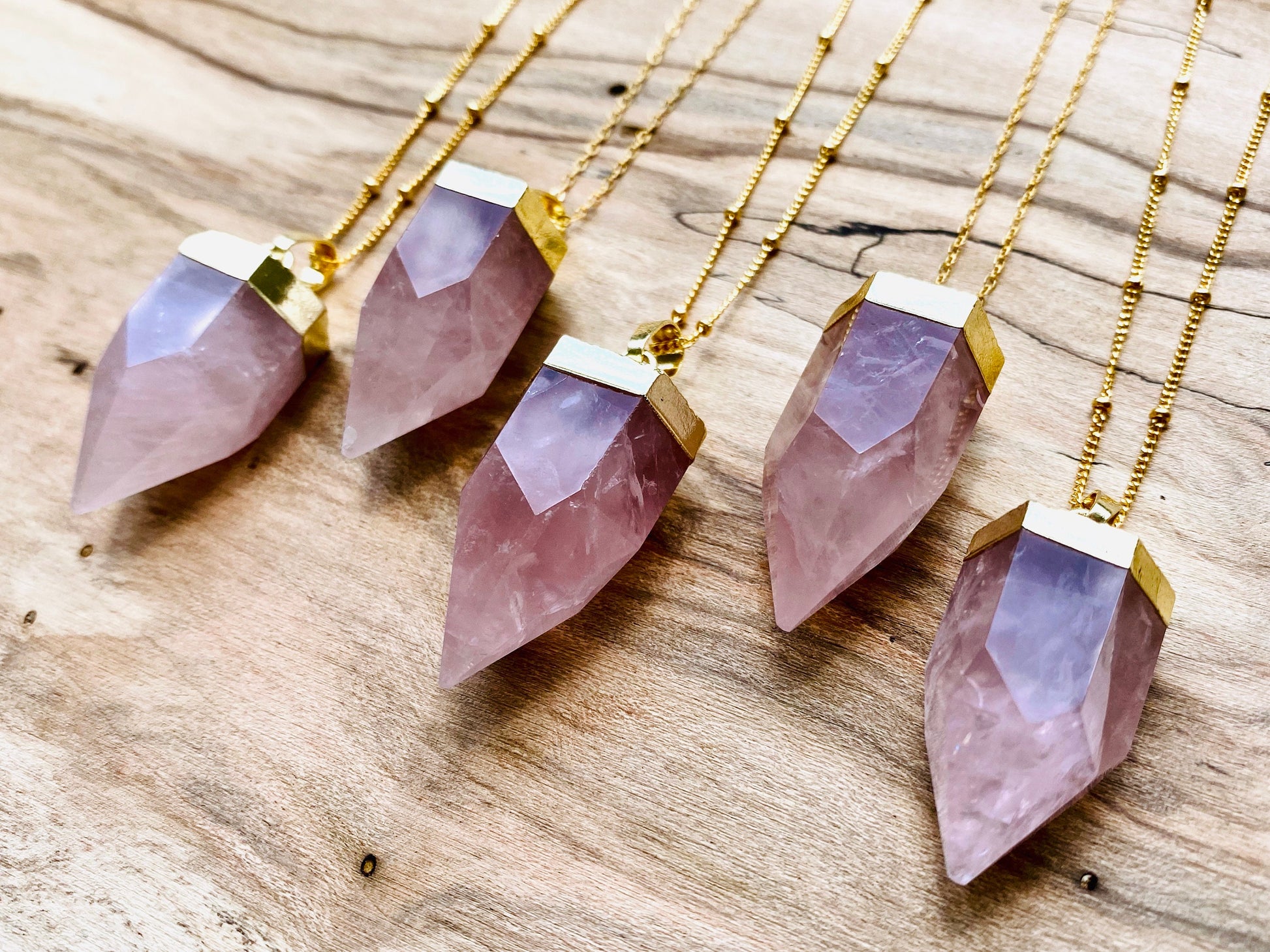 Raw rose quartz point necklace Real rose quartz jewelry Natural rose quartz necklace for women Pink quartz necklace Rose quartz pendulum