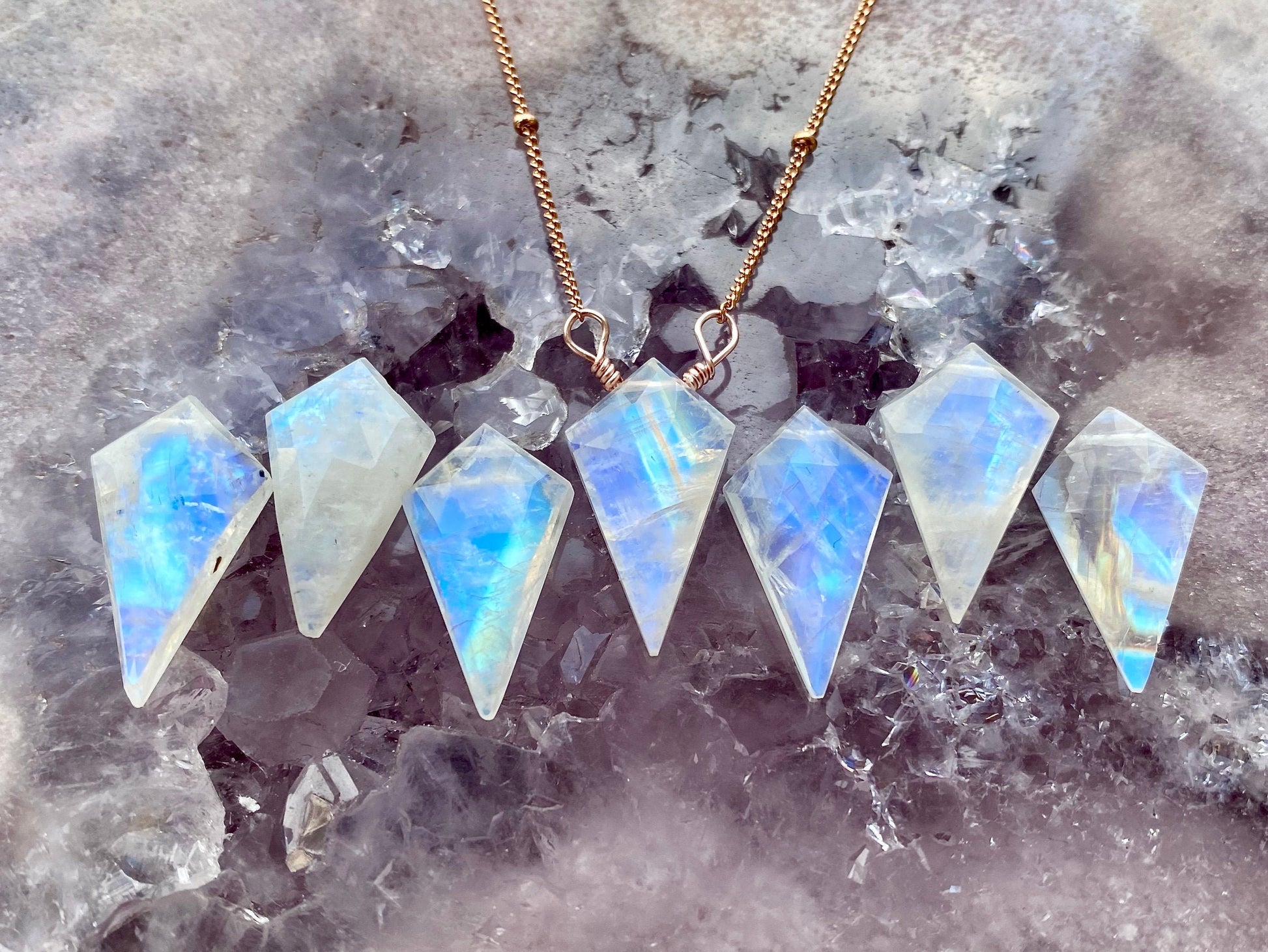 Raw moonstone jewelry June birthstone necklace Gemini gifts June birthday gifts Gemini necklace Moonstone point necklace Rainbow moon stone