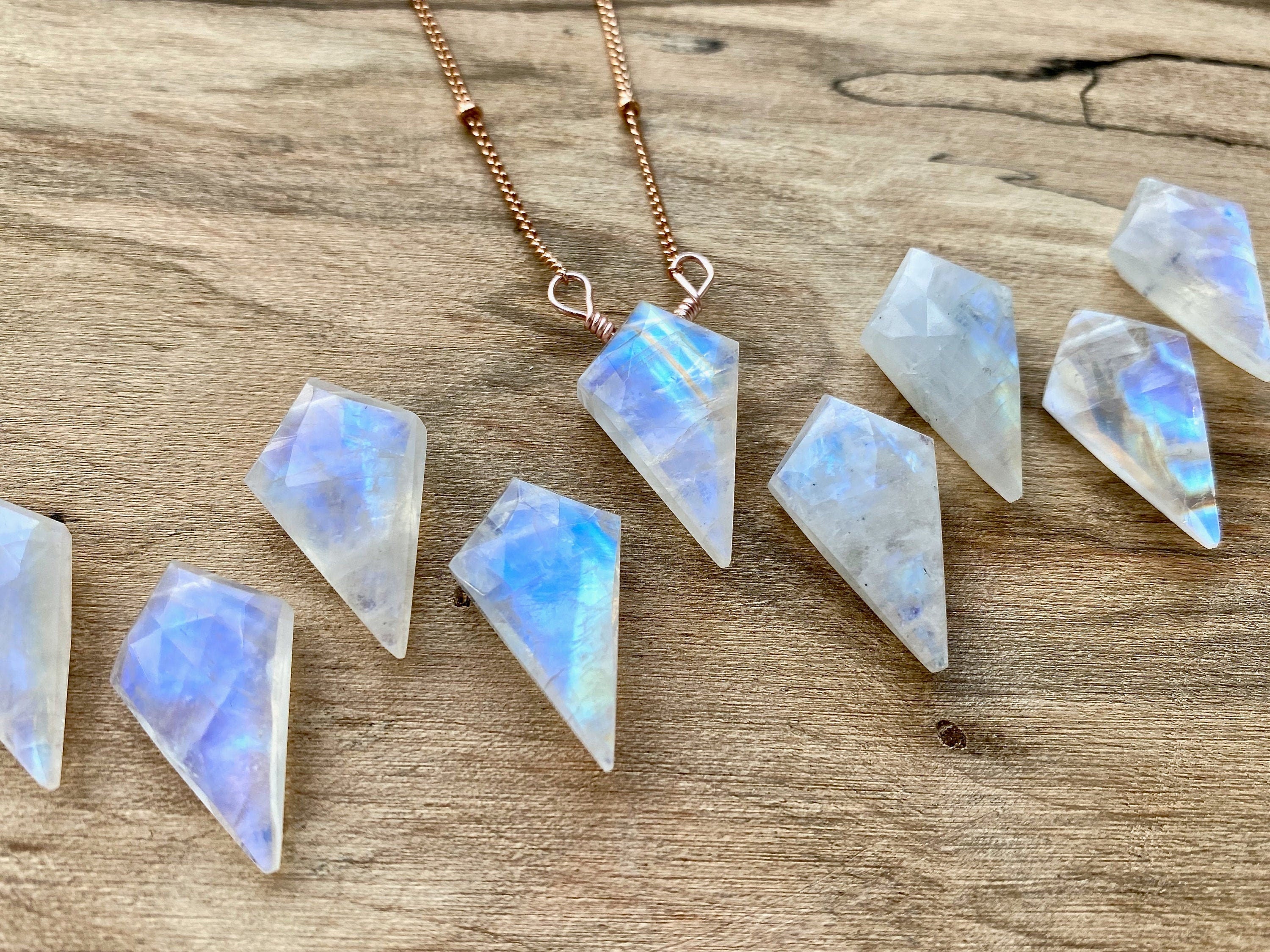 Raw moonstone jewelry June birthstone necklace Gemini gifts June birthday gifts Gemini necklace Moonstone point necklace Rainbow moon stone