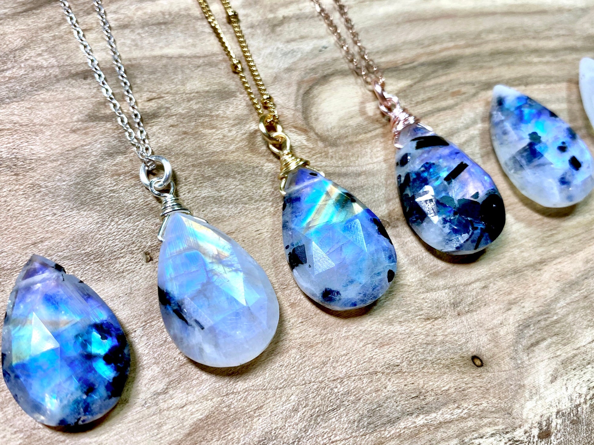 Rainbow moonstone necklace Black tourmaline Necklace for women Gemini gifts Raw moonstone jewelry Gemini necklace Black tourmaline pendant