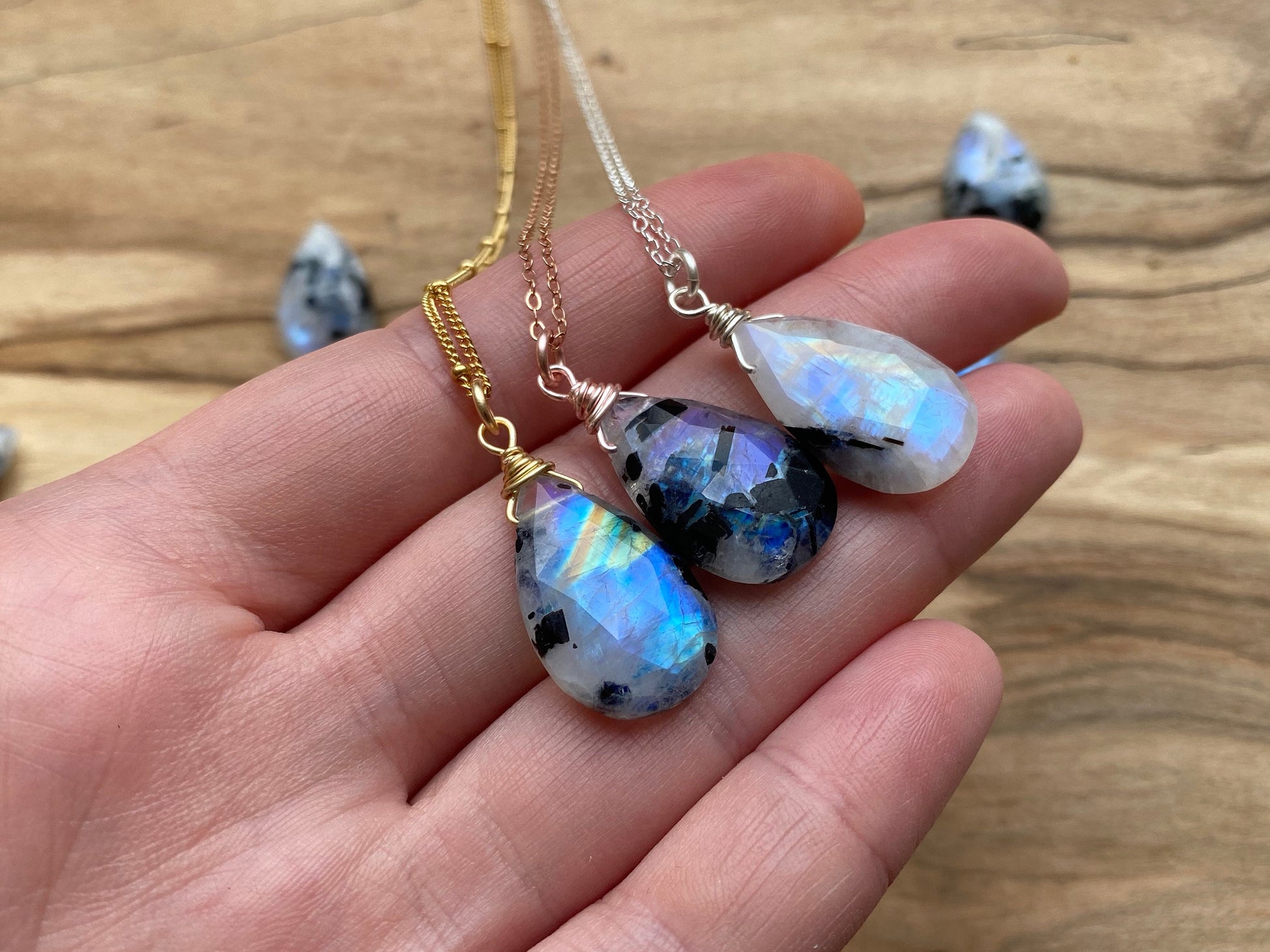 Rainbow moonstone necklace Black tourmaline Necklace for women Gemini gifts Raw moonstone jewelry Gemini necklace Black tourmaline pendant