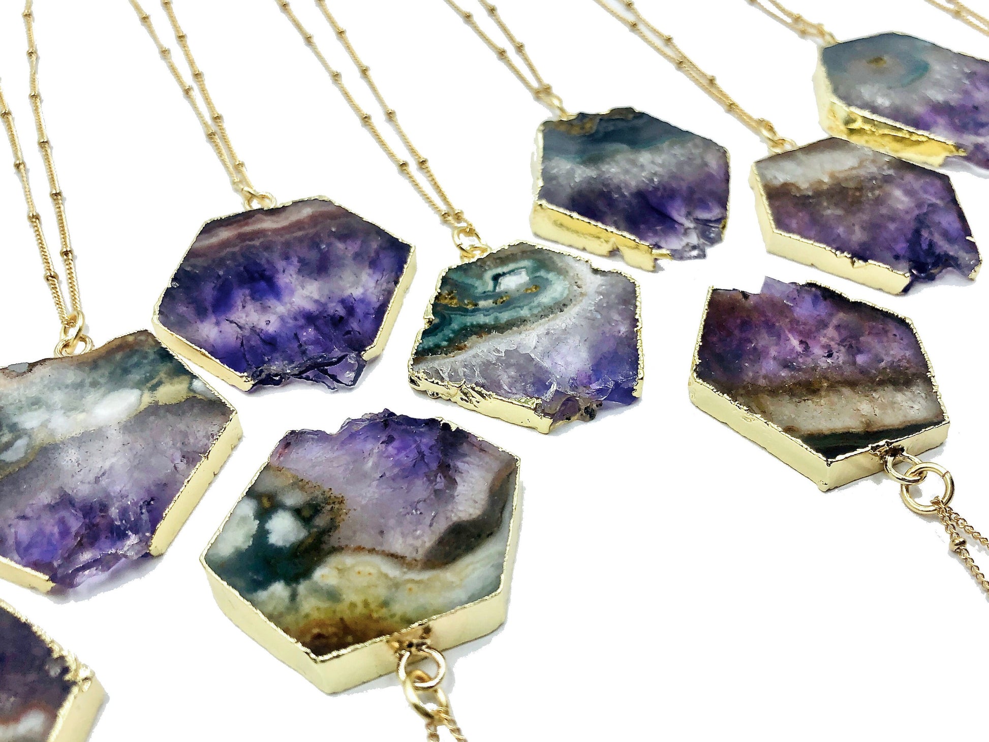 Raw Amethyst necklace Purple druzy necklace Amethyst slice necklace Real amethyst healing crystal necklace gold Amethyst jewelry for women