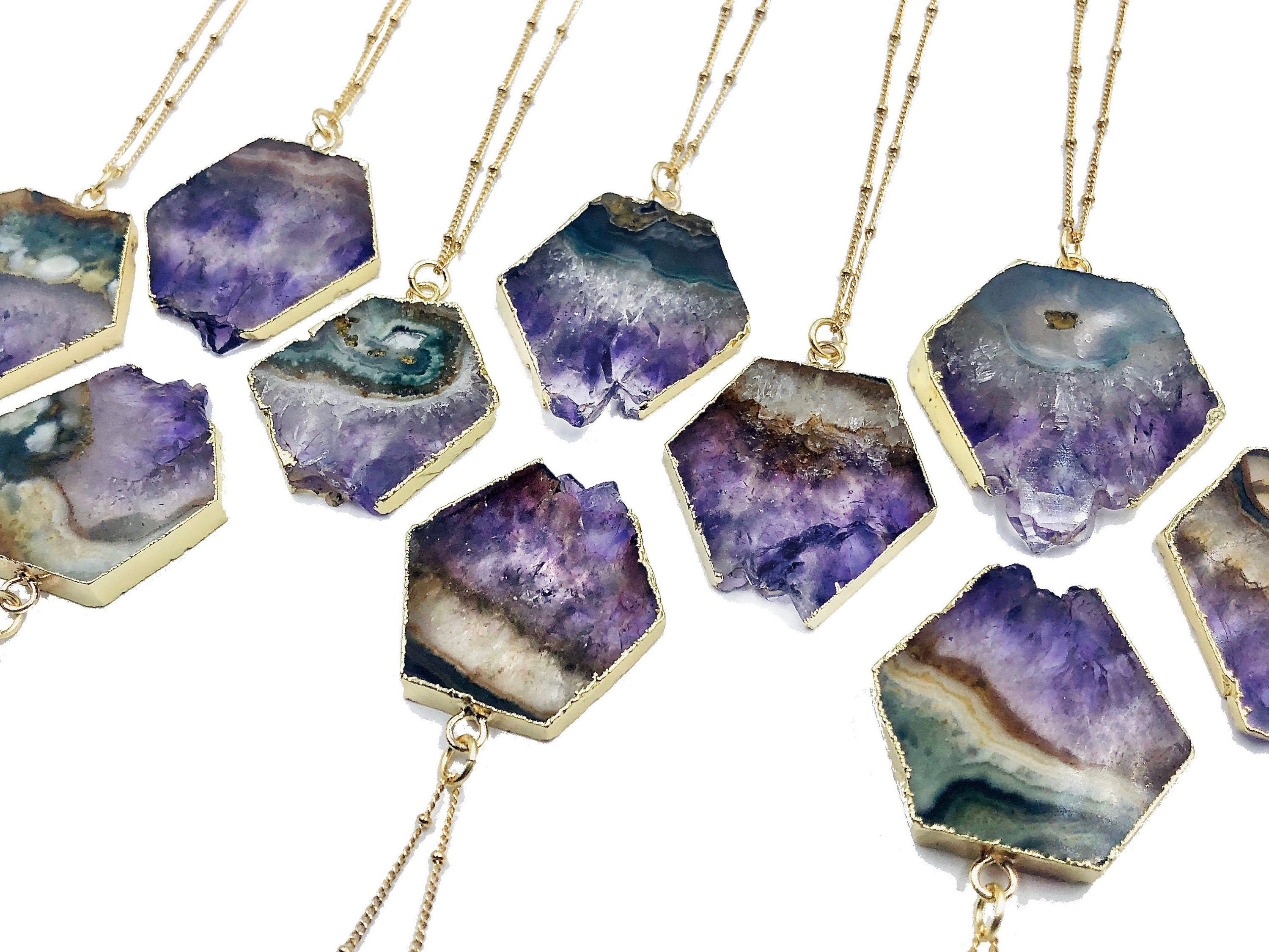 Raw Amethyst necklace Purple druzy necklace Amethyst slice necklace Real amethyst healing crystal necklace gold Amethyst jewelry for women