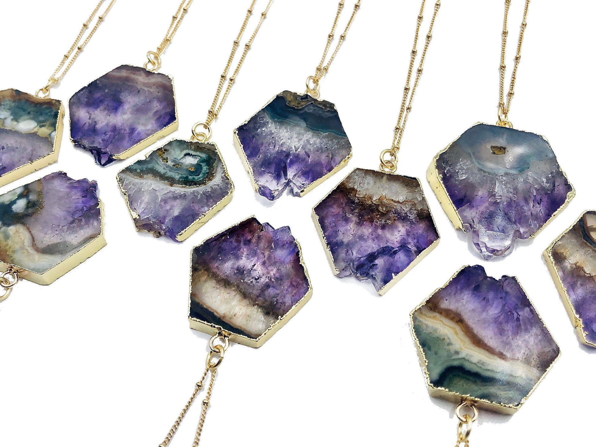 Raw Amethyst necklace Purple druzy necklace Amethyst slice necklace Real amethyst healing crystal necklace gold Amethyst jewelry for women