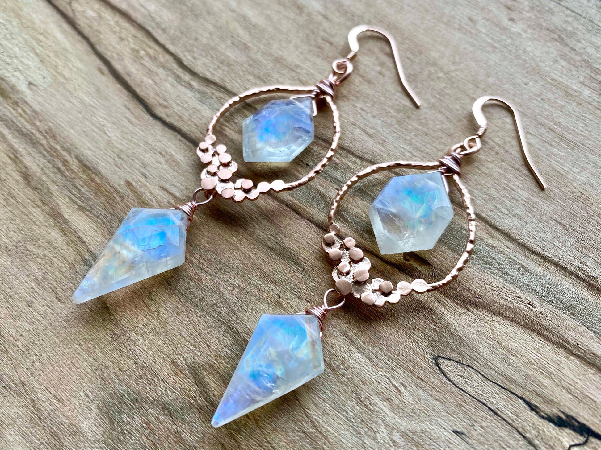 Rainbow moonstone earrings gold bridal earrings chandelier Rainbow moonstone jewelry Boho bride earrings for wedding day 14k gold Moonstone