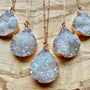 Angel aura quartz necklace Raw druzy necklace Angel Aura quartz cluster Rainbow quartz necklace Angel aura quartz jewelry Raw geode necklace