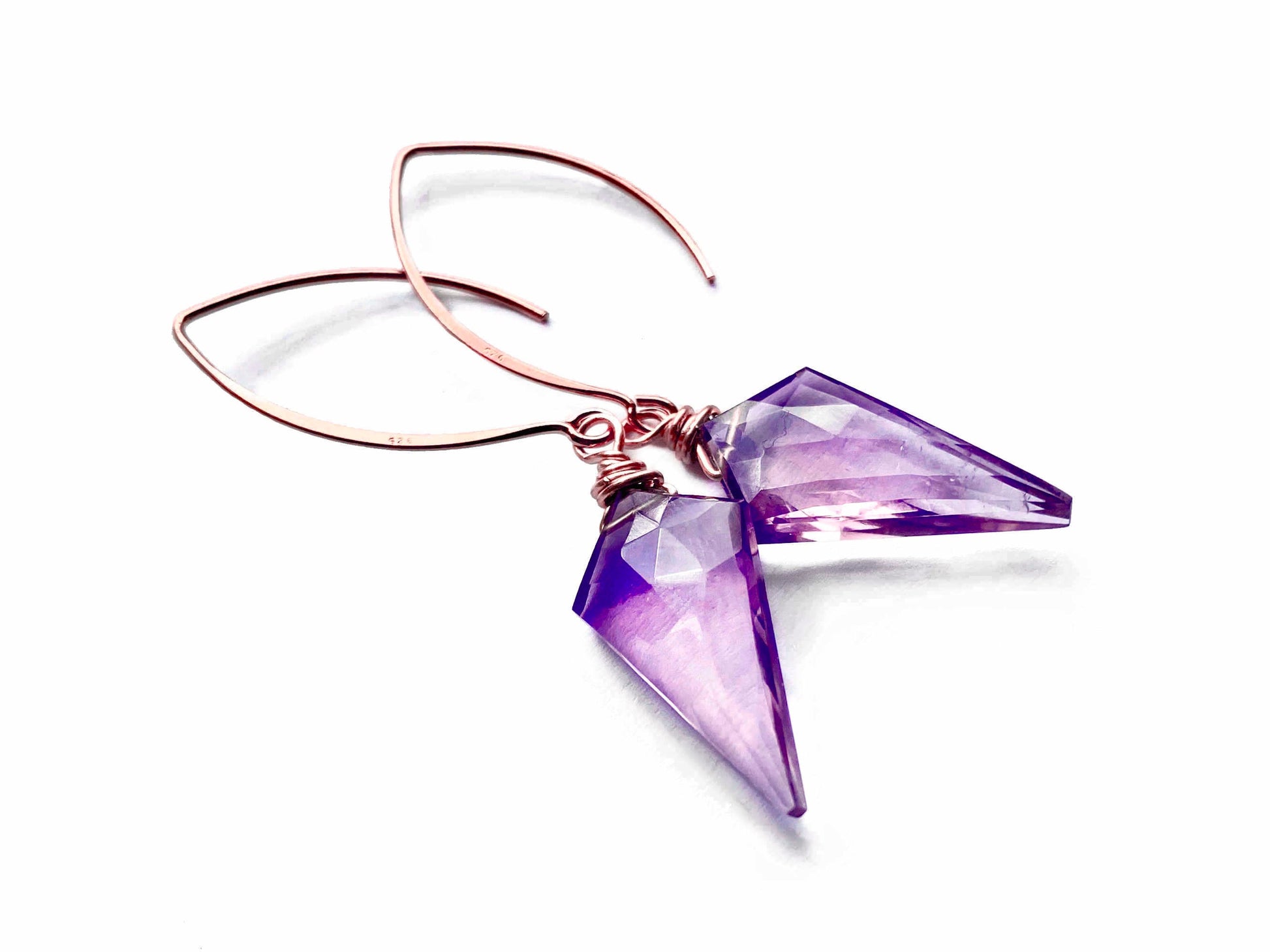 Raw amethyst earrings for women February birthstone earrings gemstone Natural amethyst crystal earrings Genuine amethyst jewelry for her