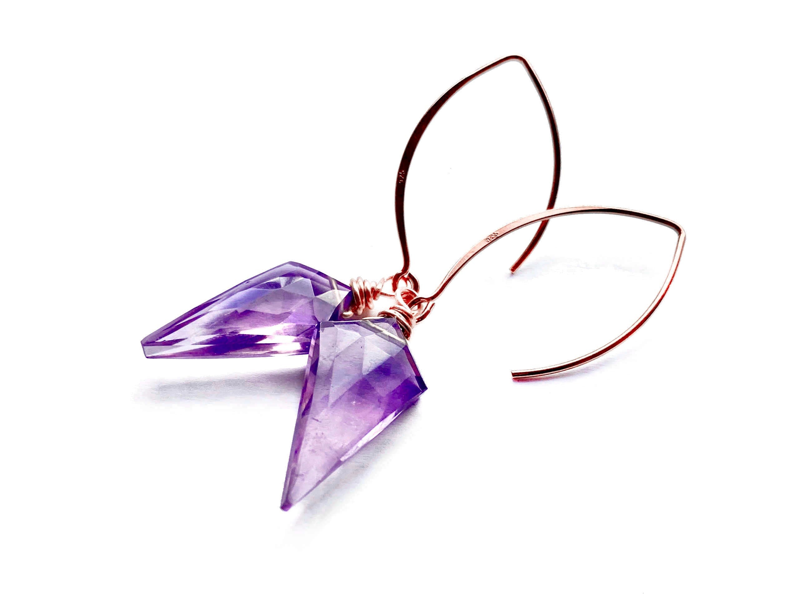 Raw amethyst earrings for women February birthstone earrings gemstone Natural amethyst crystal earrings Genuine amethyst jewelry for her