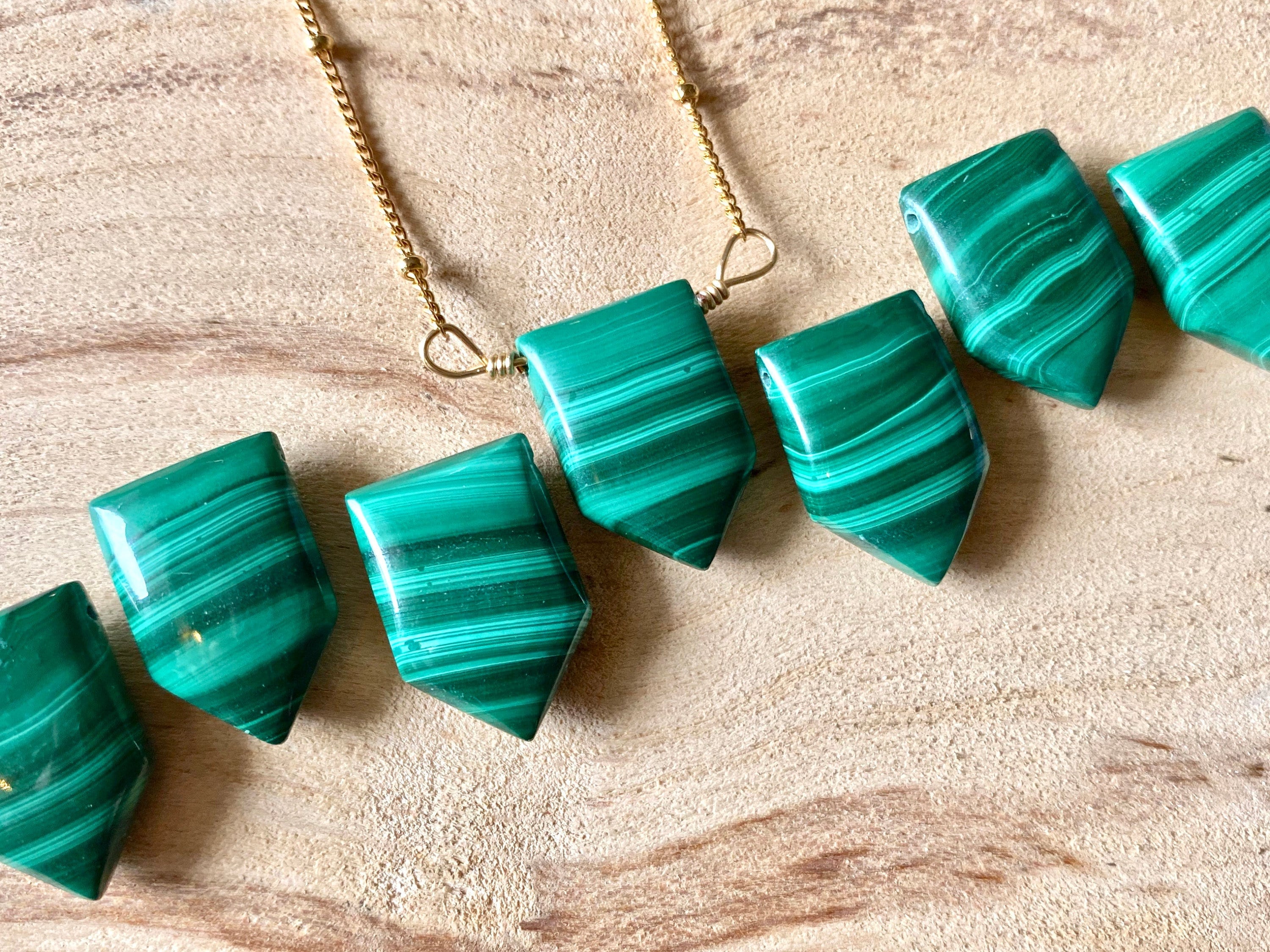 Raw Malachite necklace Real Malachite jewelry Polished malachite crystal necklace Green gemstone necklace Green Malachite pendant