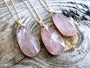 Raw rose quartz necklace 14k gold rose quartz jewelry large rose quartz pendant sterling silver Healing rose quartz necklaces Rose crystal