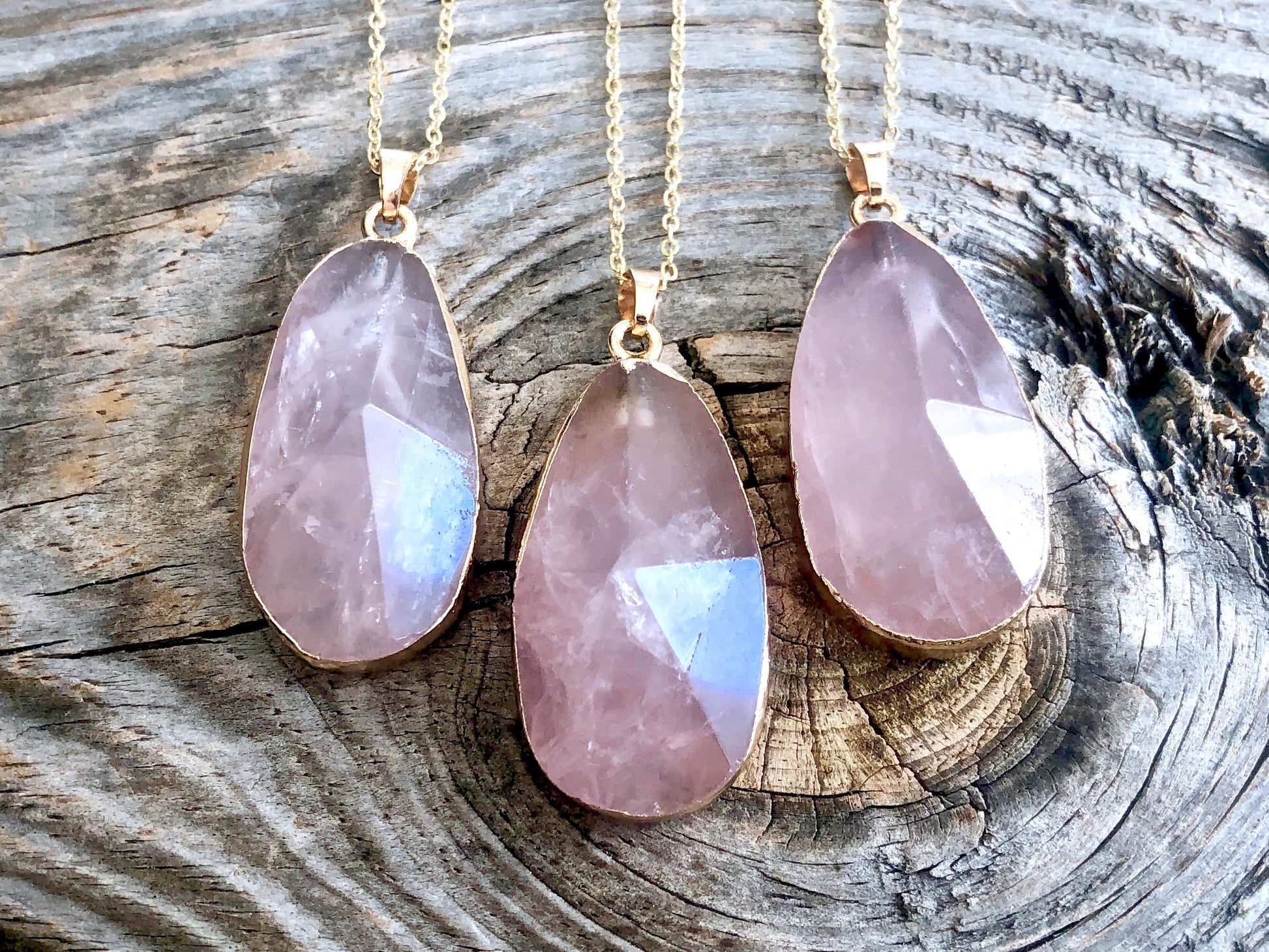Raw rose quartz necklace 14k gold rose quartz jewelry large rose quartz pendant sterling silver Healing rose quartz necklaces Rose crystal