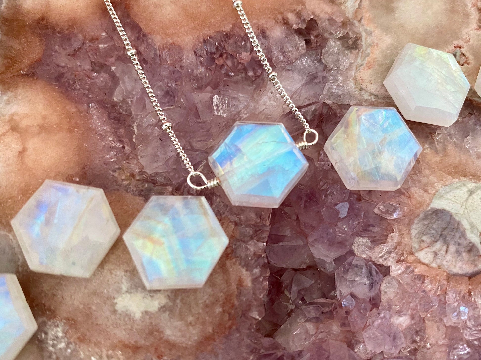 Raw Moonstone necklace Rainbow moonstone jewelry Real moonstone crystal necklace for women Moon stone necklace for women moonstone pendant