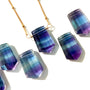 Rainbow Fluorite crystal necklace for women Raw crystal necklace Raw fluorite jewelry Purple fluorite point necklace Gemstone point necklace