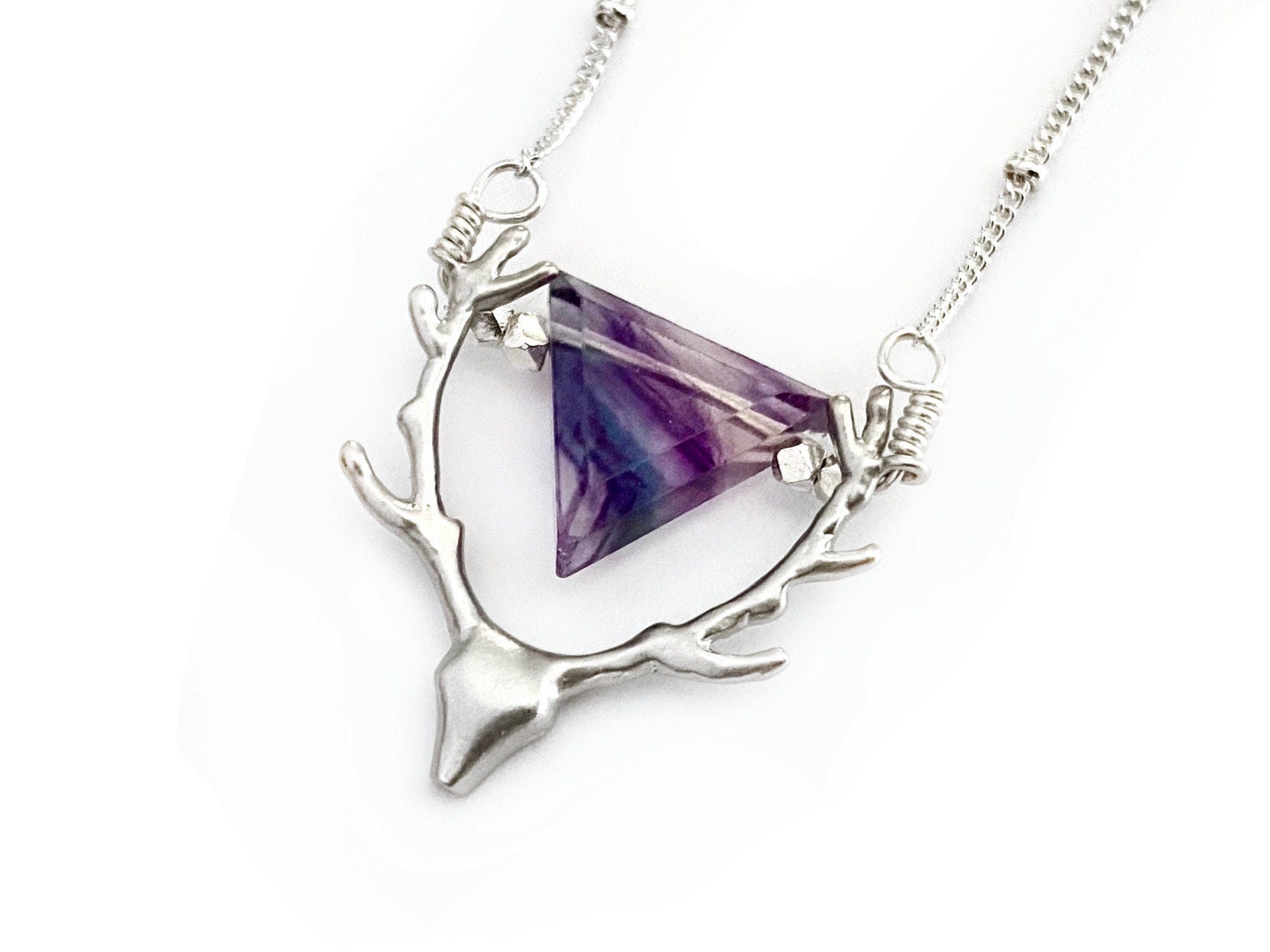 Deer antler necklace Raw moonstone necklace for women Boho crystal necklaces Gold deer necklace Reindeer necklace Boho necklaces for her