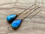 Raw labradorite earrings Gemstone threader earrings Gold labradorite earrings Large labradorite earrings Blue labradorite jewelry