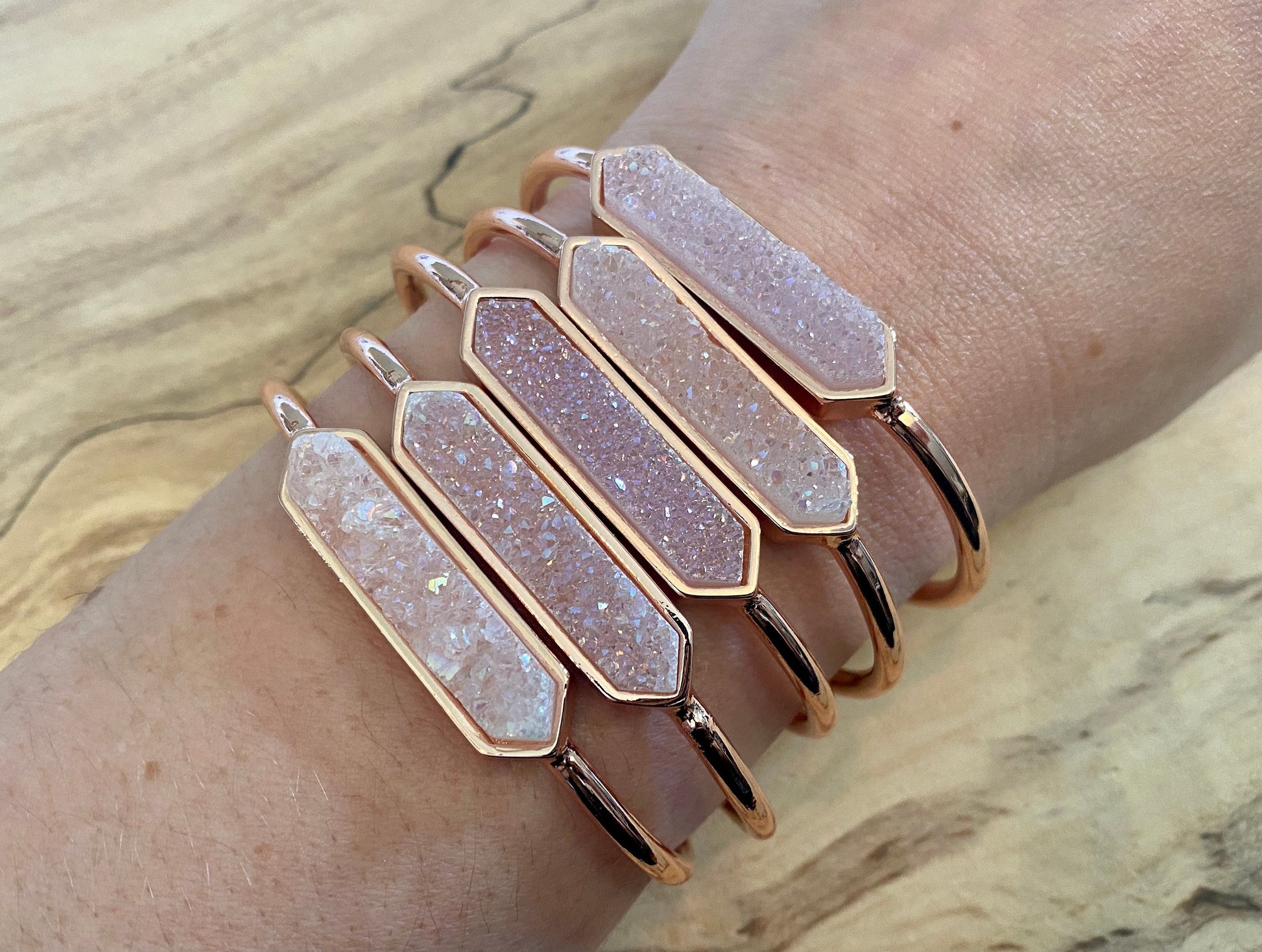 Raw druzy bracelet Popular right now Raw stone bracelet Best selling items Stacking bracelets for women Angel aura quartz Raw stone jewelry