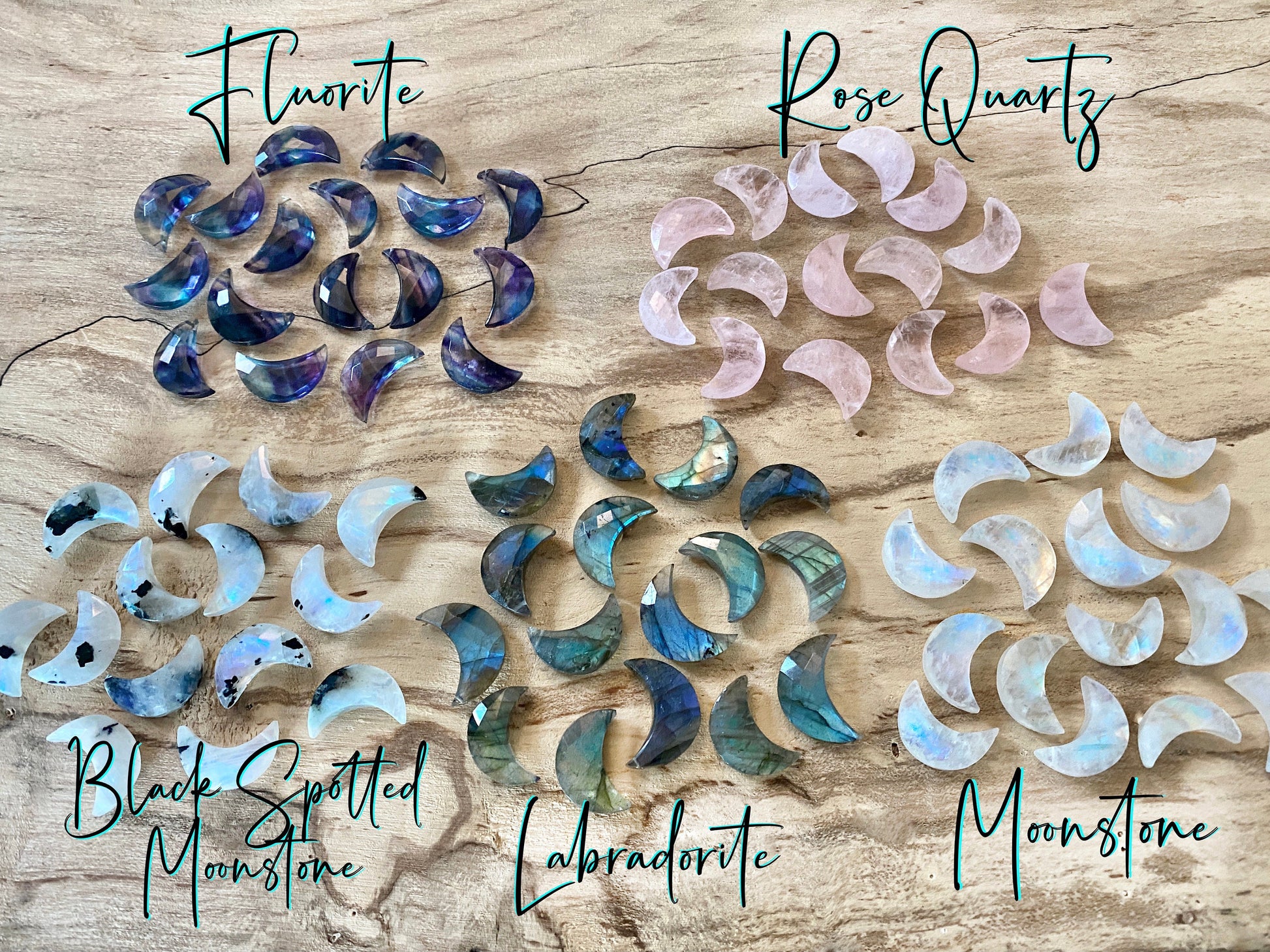 Rainbow moonstone earrings Crystal moon earrings Raw moonstone moon earrings Crescent moon earrings Half moon shaped moonstone jewelry