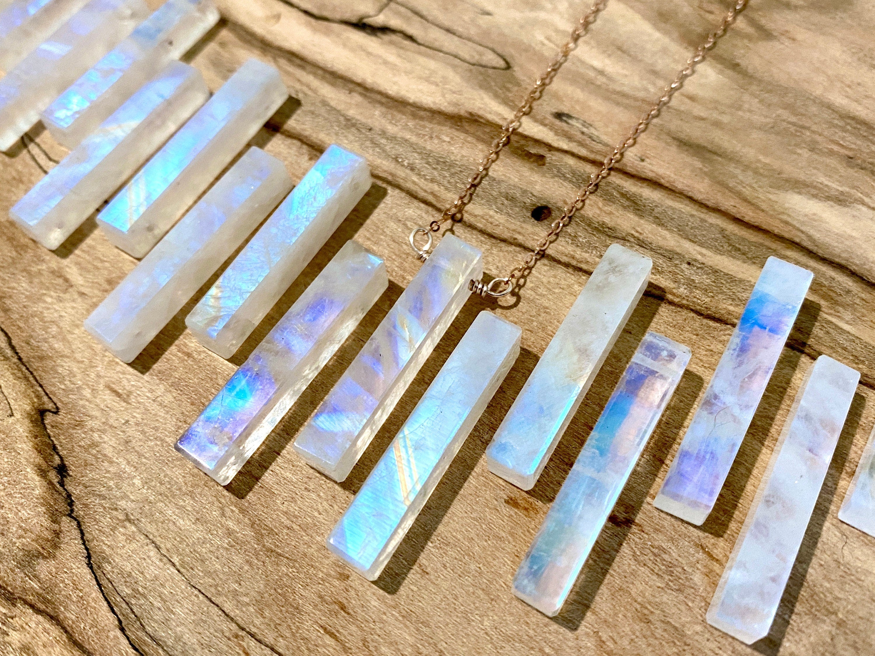 Raw moonstone necklace for men women Crystal necklace men Couples necklaces Rainbow moonstone jewelry Gift for boyfriend girlfriend