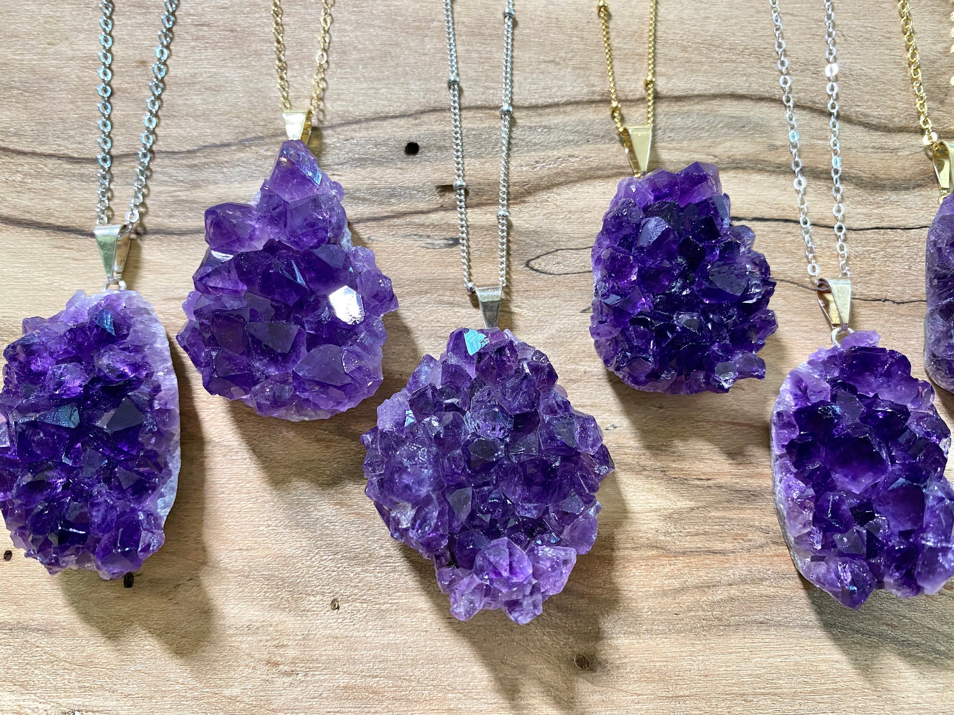 Raw amethyst necklace Large amethyst pendant Real amethyst jewelry for women Amethyst geode necklace Purple druzy pendant Crystal cluster