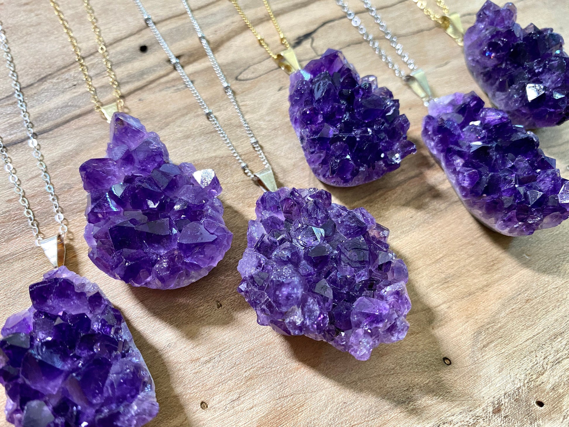 Raw amethyst necklace Large amethyst pendant Real amethyst jewelry for women Amethyst geode necklace Purple druzy pendant Crystal cluster