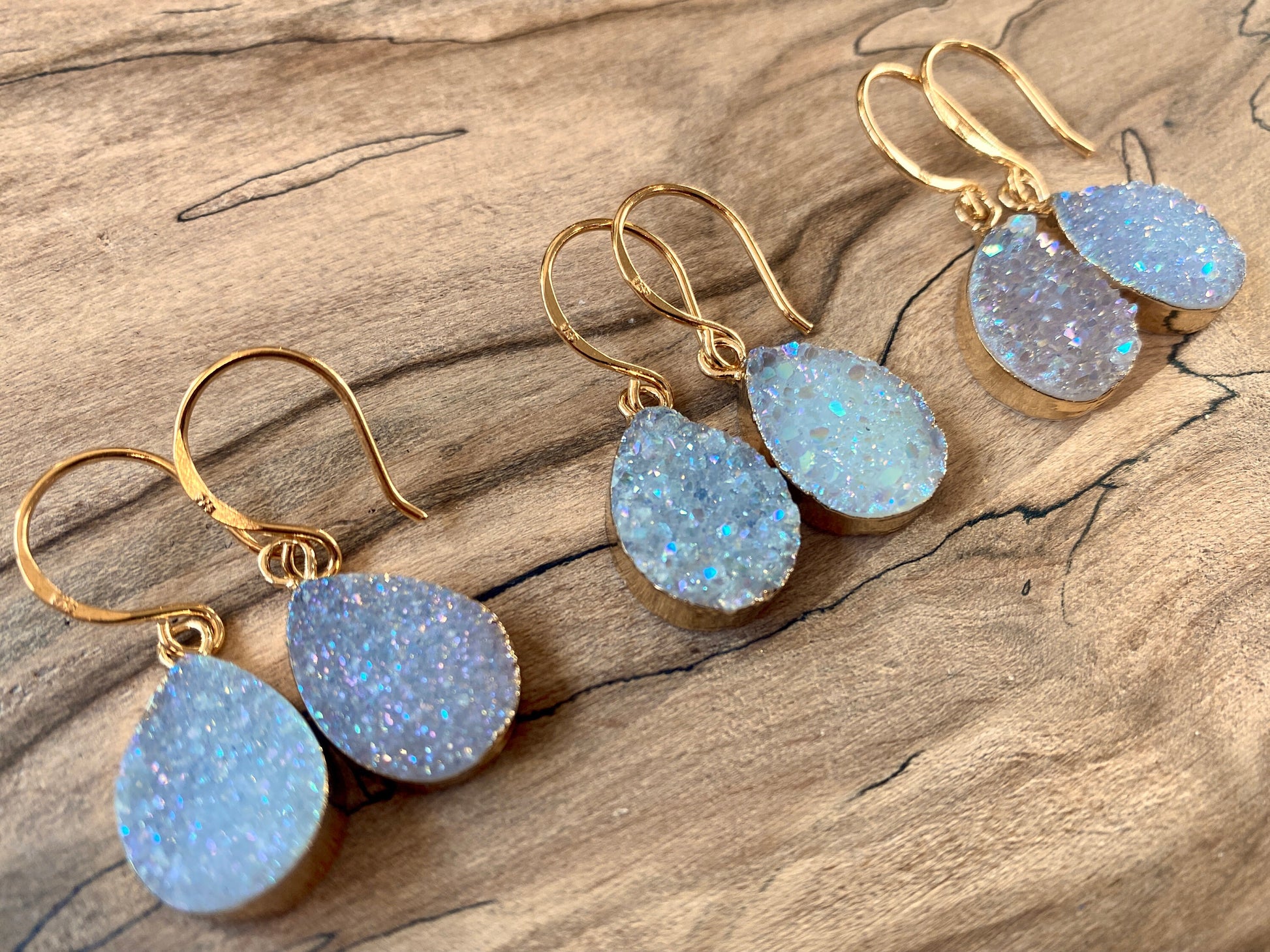 Raw druzy earrings Angel aura earrings Raw druzy jewelry Druzy geode earrings dangle drusy earrings Angel aura quartz earrings Bridesmaid
