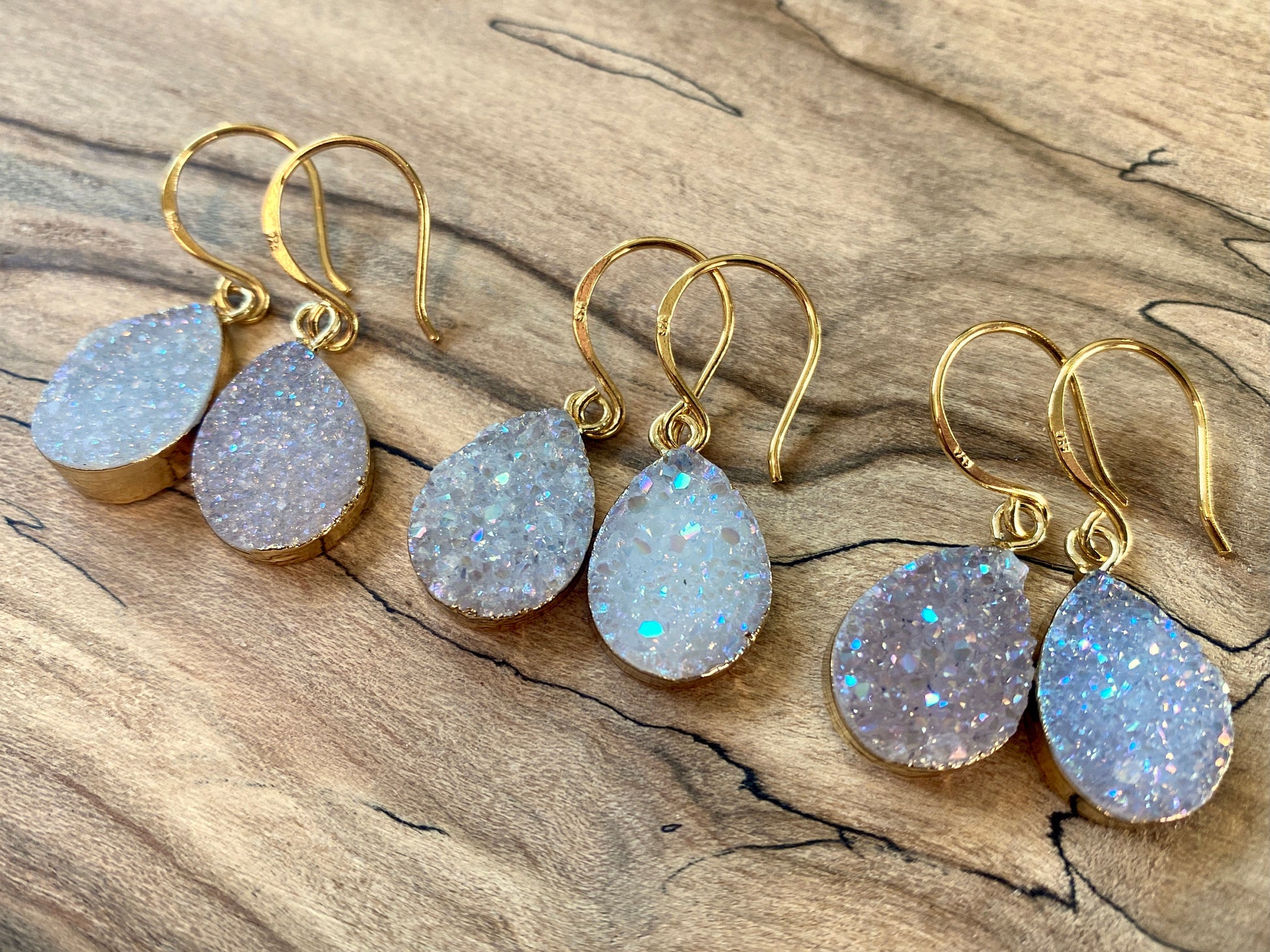 Raw druzy earrings Angel aura earrings Raw druzy jewelry Druzy geode earrings dangle drusy earrings Angel aura quartz earrings Bridesmaid
