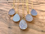 Raw druzy necklaces for women white druzy pendant necklace Angel aura quartz necklace dainty druzy jewelry Small geode necklace for women