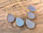 Raw druzy necklaces for women white druzy pendant necklace Angel aura quartz necklace dainty druzy jewelry Small geode necklace for women