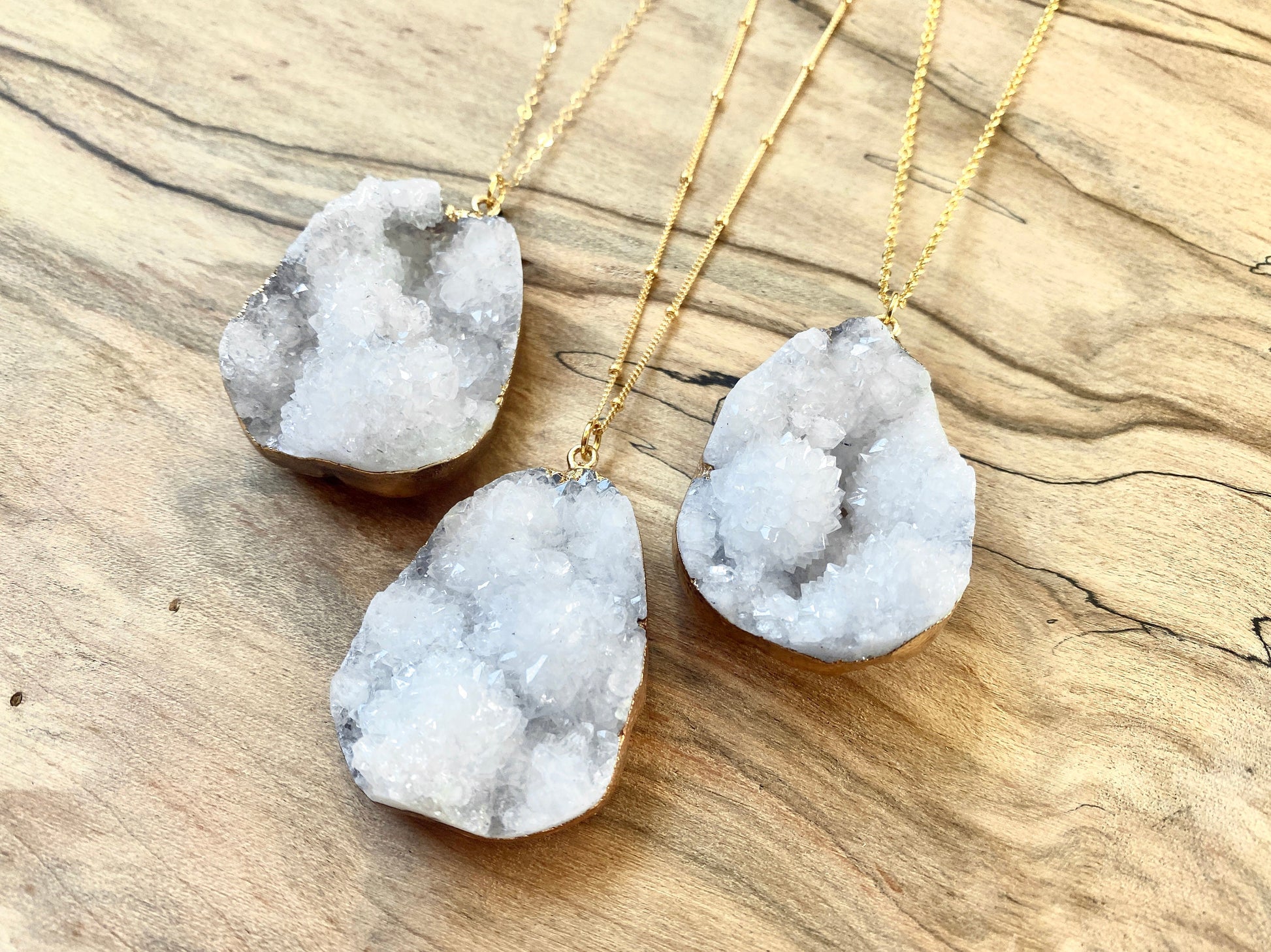 Large druzy pendant necklace Raw druzy necklace Large geode necklace Large crystal cluster necklace Raw geode necklace White druzy necklace