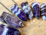 Large amethyst point necklace Chevron amethyst necklace Amethyst pendulum necklace Raw amethyst jewelry Dream amethyst point pendant