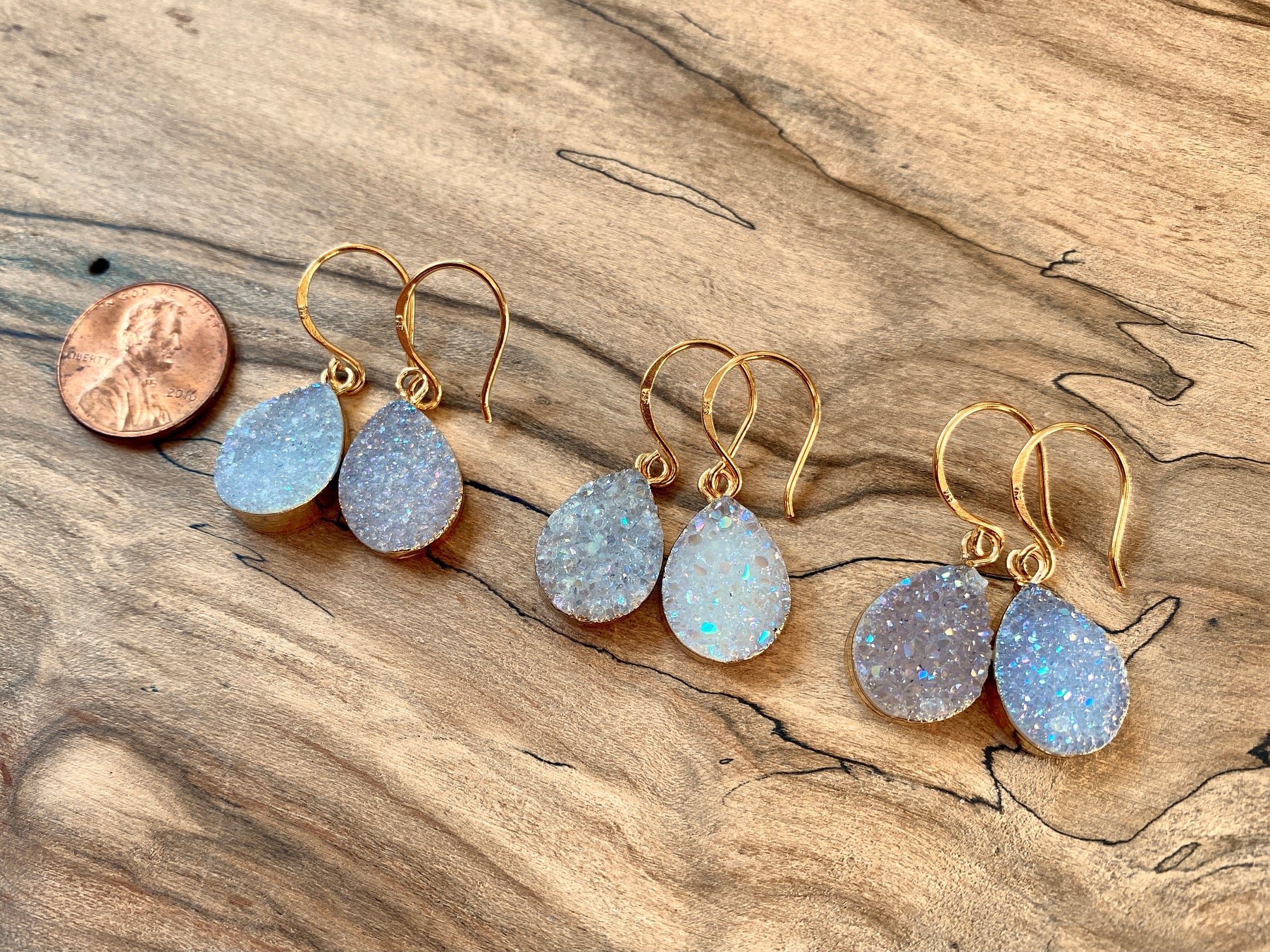 Raw druzy earrings Angel aura earrings Raw druzy jewelry Druzy geode earrings dangle drusy earrings Angel aura quartz earrings Bridesmaid