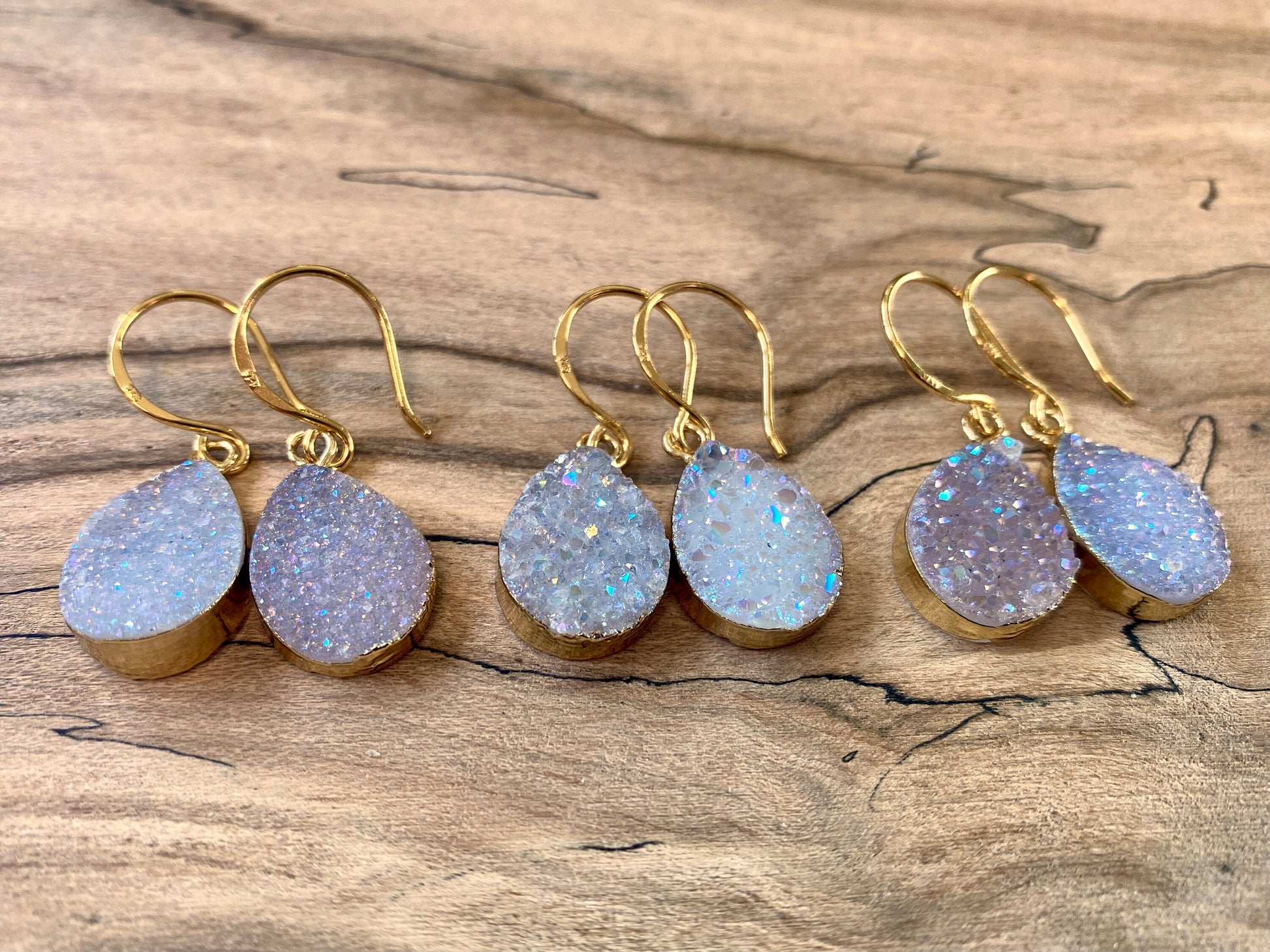 Raw druzy earrings Angel aura earrings Raw druzy jewelry Druzy geode earrings dangle drusy earrings Angel aura quartz earrings Bridesmaid