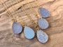Raw druzy necklaces for women white druzy pendant necklace Angel aura quartz necklace dainty druzy jewelry Small geode necklace for women