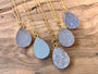 Raw druzy necklaces for women white druzy pendant necklace Angel aura quartz necklace dainty druzy jewelry Small geode necklace for women