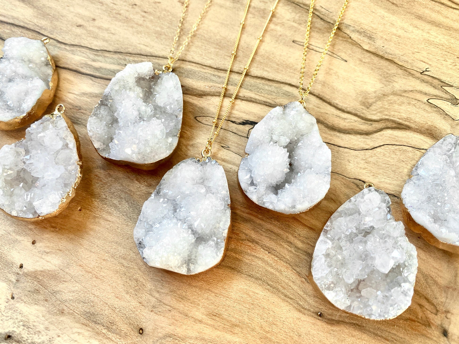 Large druzy pendant necklace Raw druzy necklace Large geode necklace Large crystal cluster necklace Raw geode necklace White druzy necklace