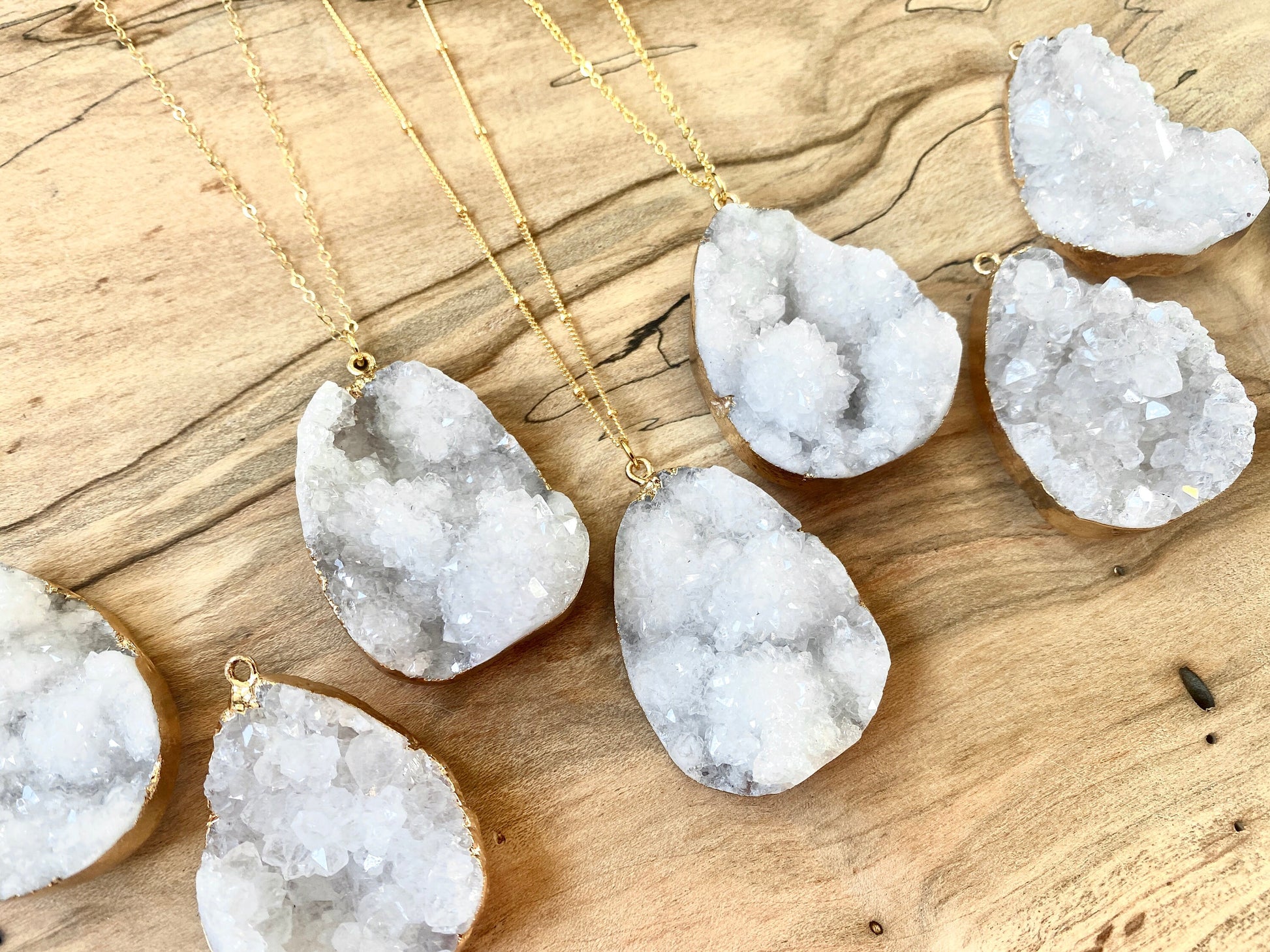 Large druzy pendant necklace Raw druzy necklace Large geode necklace Large crystal cluster necklace Raw geode necklace White druzy necklace