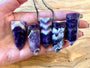 Large amethyst point necklace Chevron amethyst necklace Amethyst pendulum necklace Raw amethyst jewelry Dream amethyst point pendant