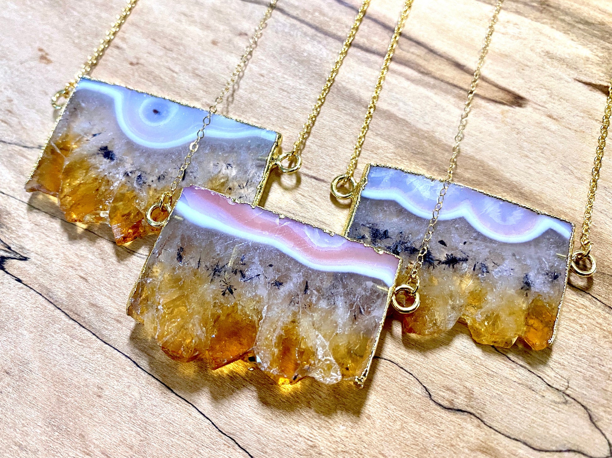 Citrine slice necklace for women Large citrine pendant Raw citrine necklace Citrine birthstone jewelry November Citrine geode necklace