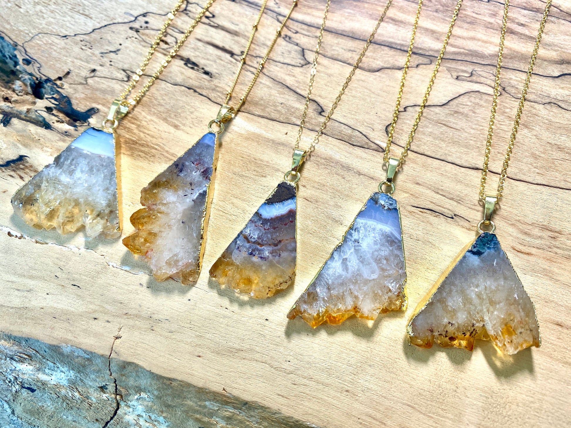 Raw Citrine necklace Natural citrine cluster Genuine citrine point Raw citrine jewelry Yellow citrine crystal necklace Geode slice necklace