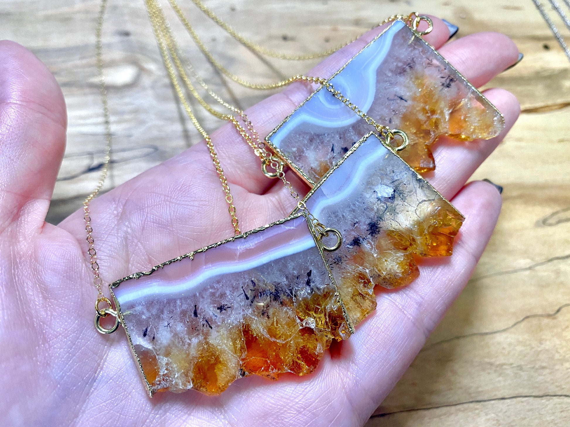 Citrine slice necklace for women Large citrine pendant Raw citrine necklace Citrine birthstone jewelry November Citrine geode necklace