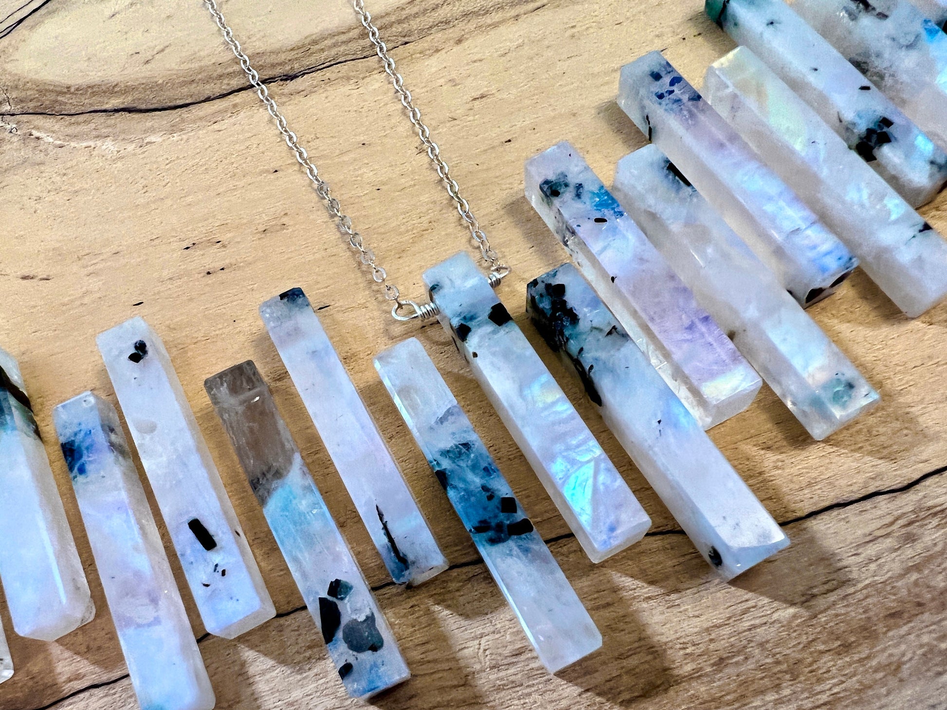 Black moonstone necklace for men women Tourmaline Crystal necklace men Couples necklaces Rainbow moonstone jewelry Gift for girlfriend