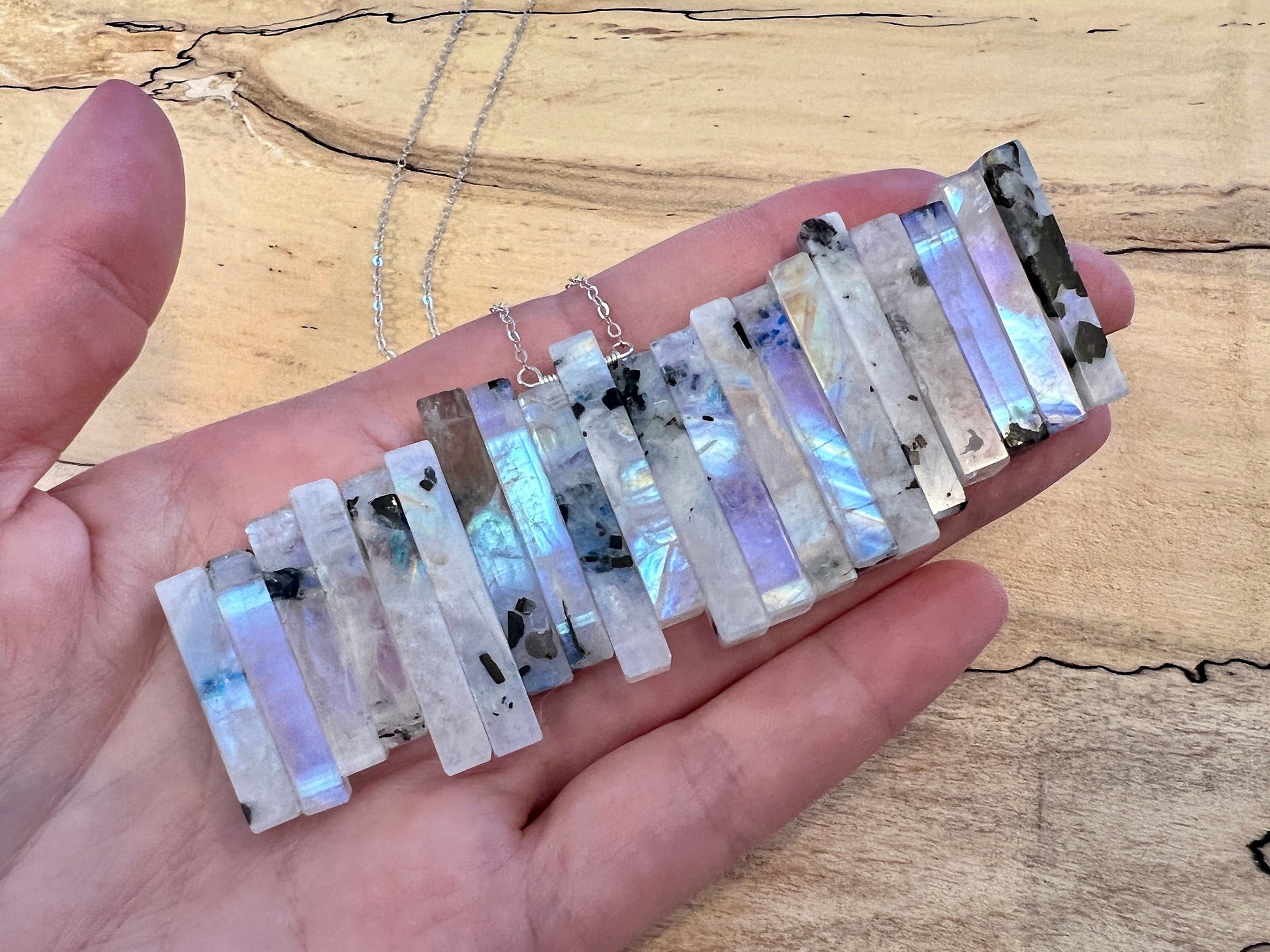 Black moonstone necklace for men women Tourmaline Crystal necklace men Couples necklaces Rainbow moonstone jewelry Gift for girlfriend